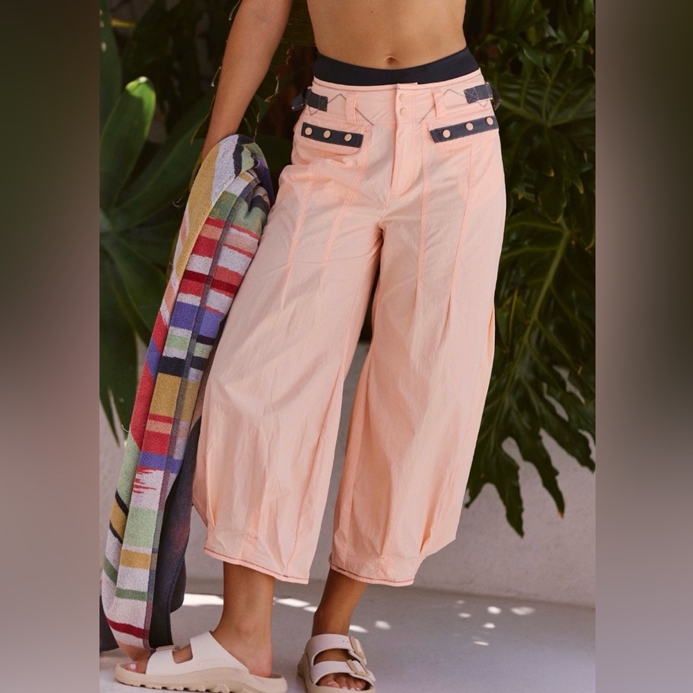 NEW Free People L Elevate Crop Pants NWT Peach Orange Spring Hiking